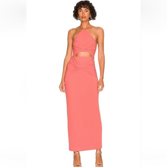 Significant Other Hallie Dress in Watermelon Size 6 NWT Halter Cut Out Midi - Picture 1 of 16